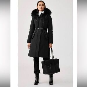 Mackage KAILYN flared down coat with fox fur hood, Black, Size S